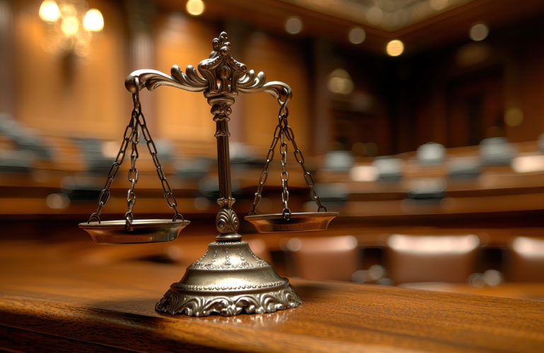 A bustling stock exchange board, presided over by an imposing gavel-wielding judge, where intricate financial laws were weighed and measured on scales of justice A bustling stock exchange board, presided over by an imposing gavel-wielding judge, where intricate financial laws were weighed and measured on scales of justice